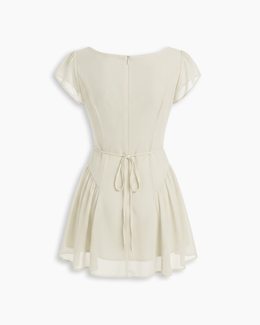 Cap Sleeve Fit and Flare Mini Dress in Off White