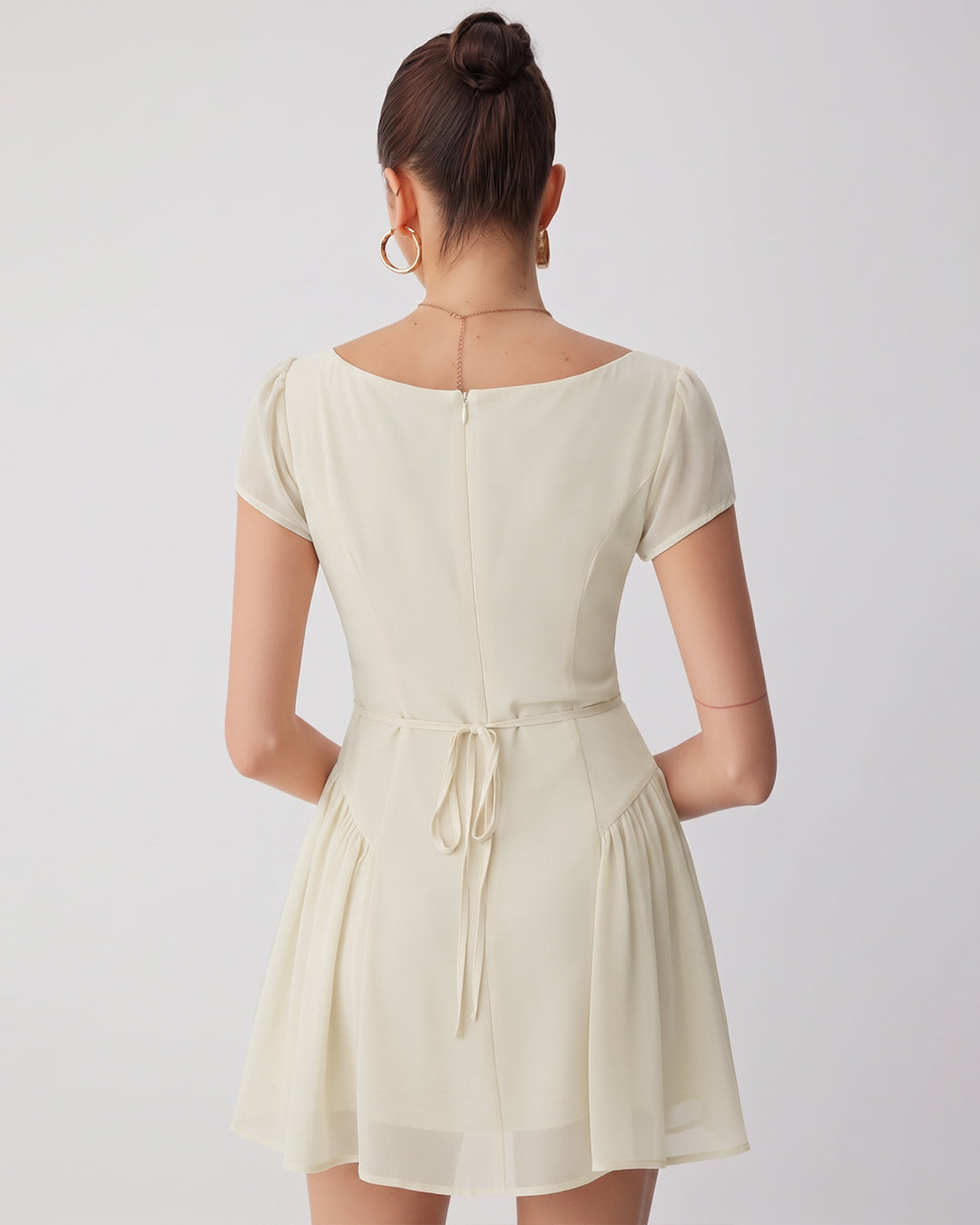 Cap Sleeve Fit and Flare Mini Dress in Off White