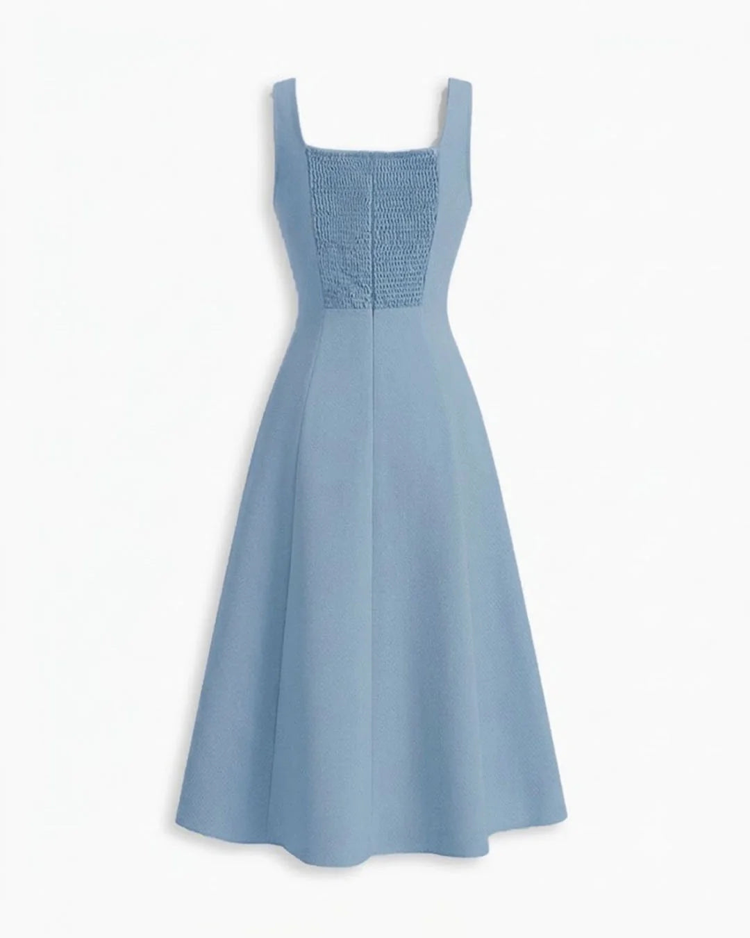 Square Neck Fit and Flare Midi Dress in Baby Blue