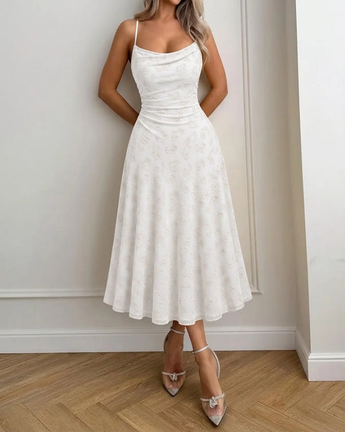Backless Tie-Up Strap Maxi Dress in Classic White