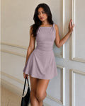 Square Neck Fit and Flare Mini Dress in Lilac