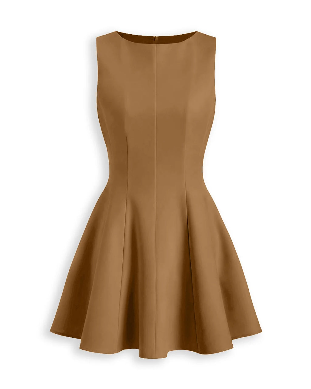 Fitted Waist Flared Mini Dress in Esspresso Brown