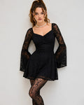 Sweetheart Neck Lace Fit & Flare Dress in Black